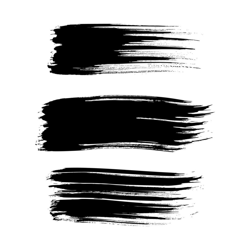 Set of black hand drawn brush strokes vector