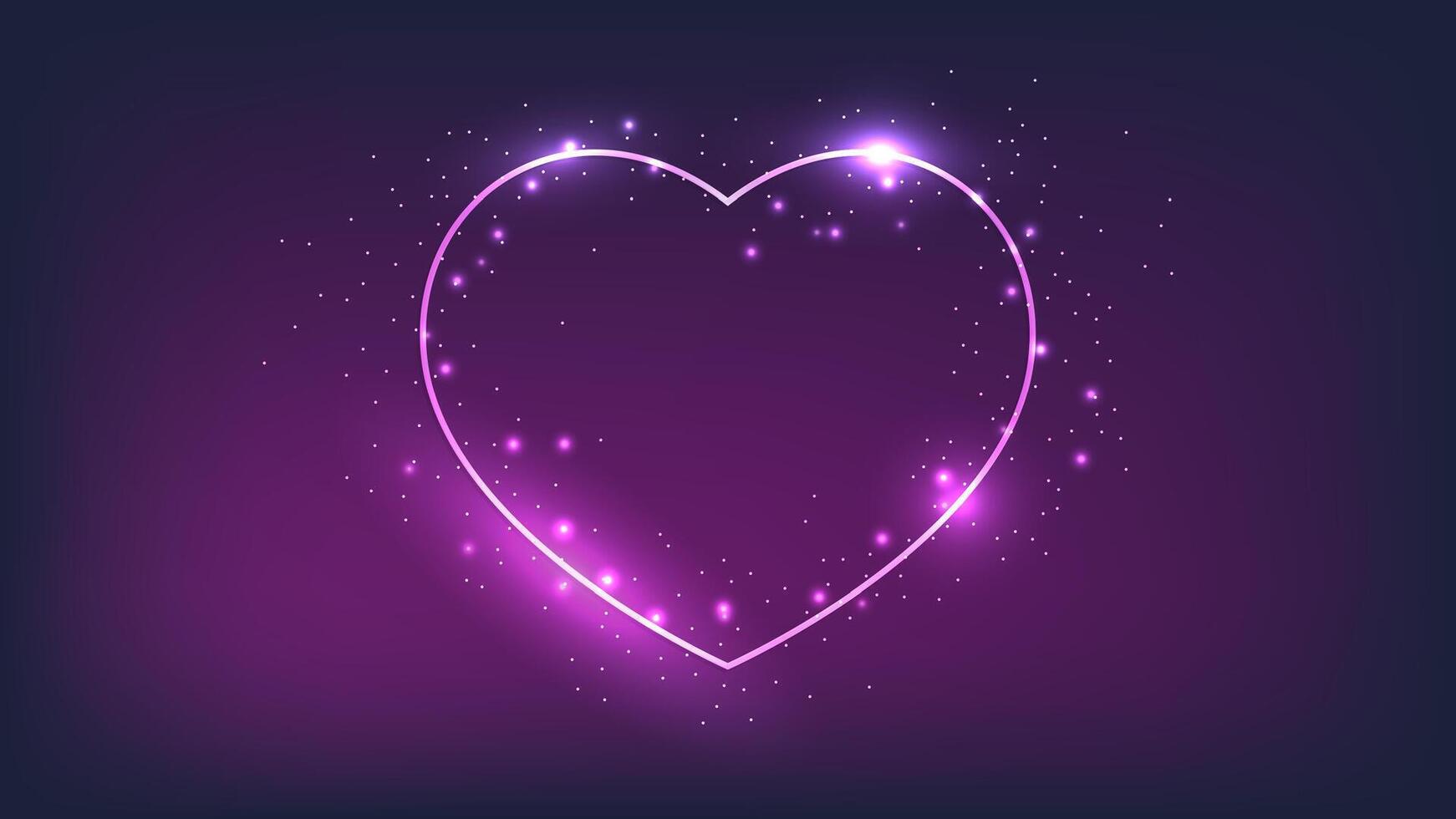 Neon frame in heart form with shining effects vector