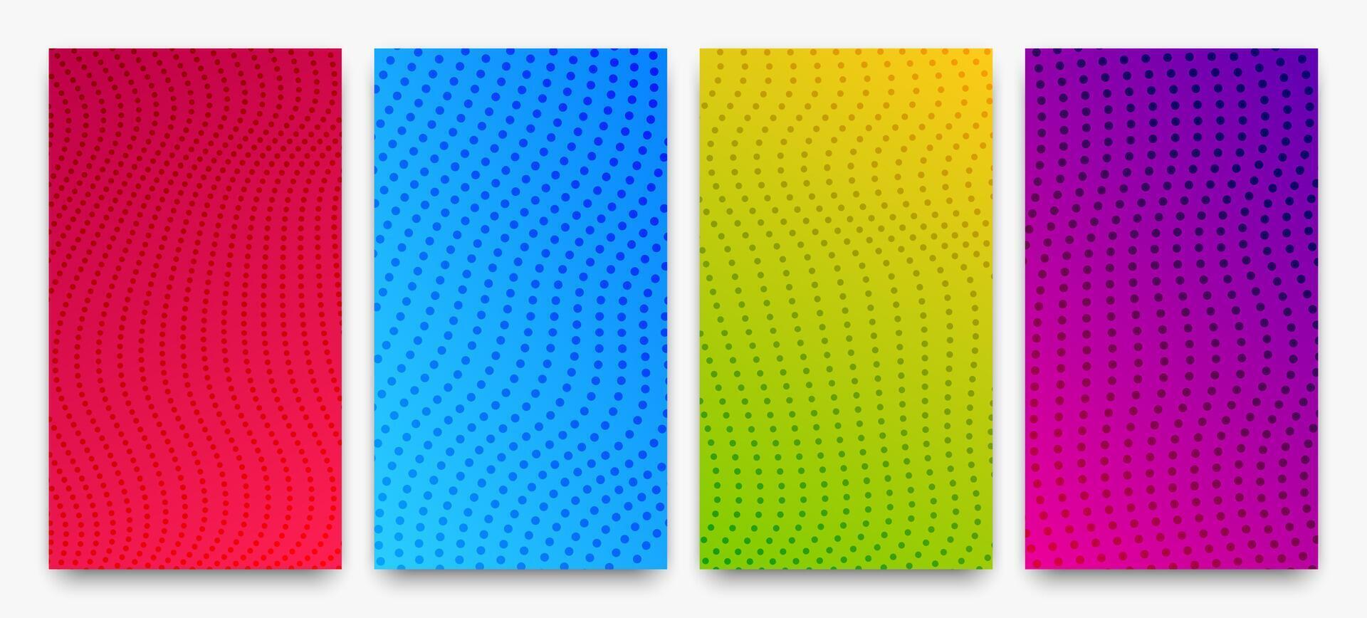 Set of halftone gradient backgrounds with dots vector