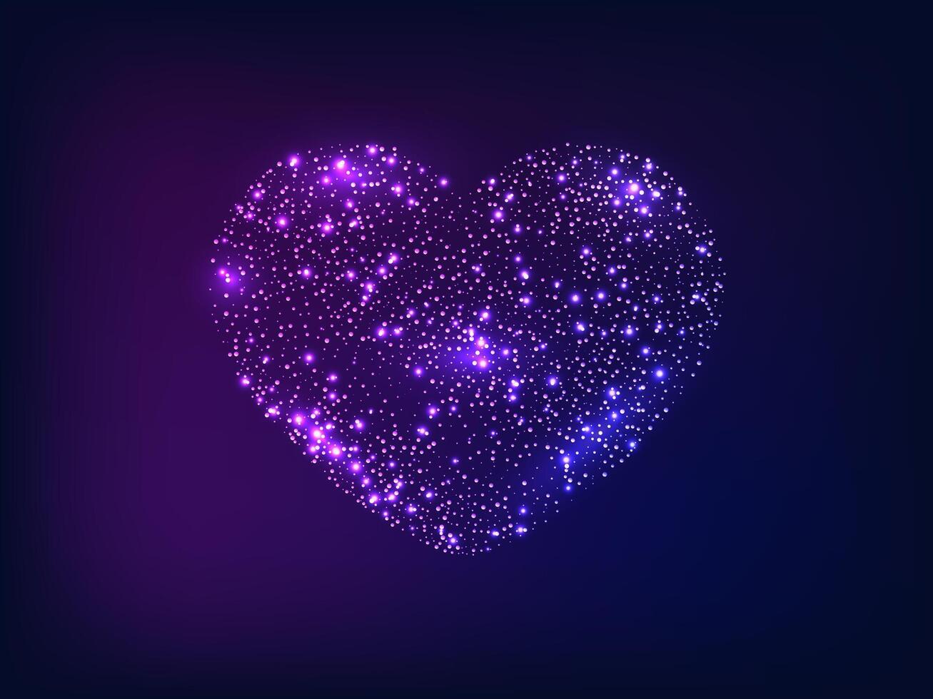 Neon heart on dark background vector