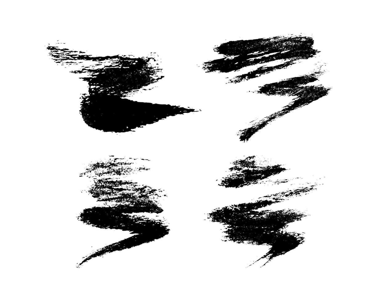 Set of black hand drawn brush strokes vector
