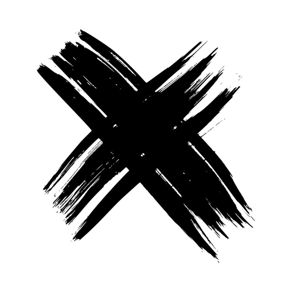 Black Hand drawn cross symbol vector