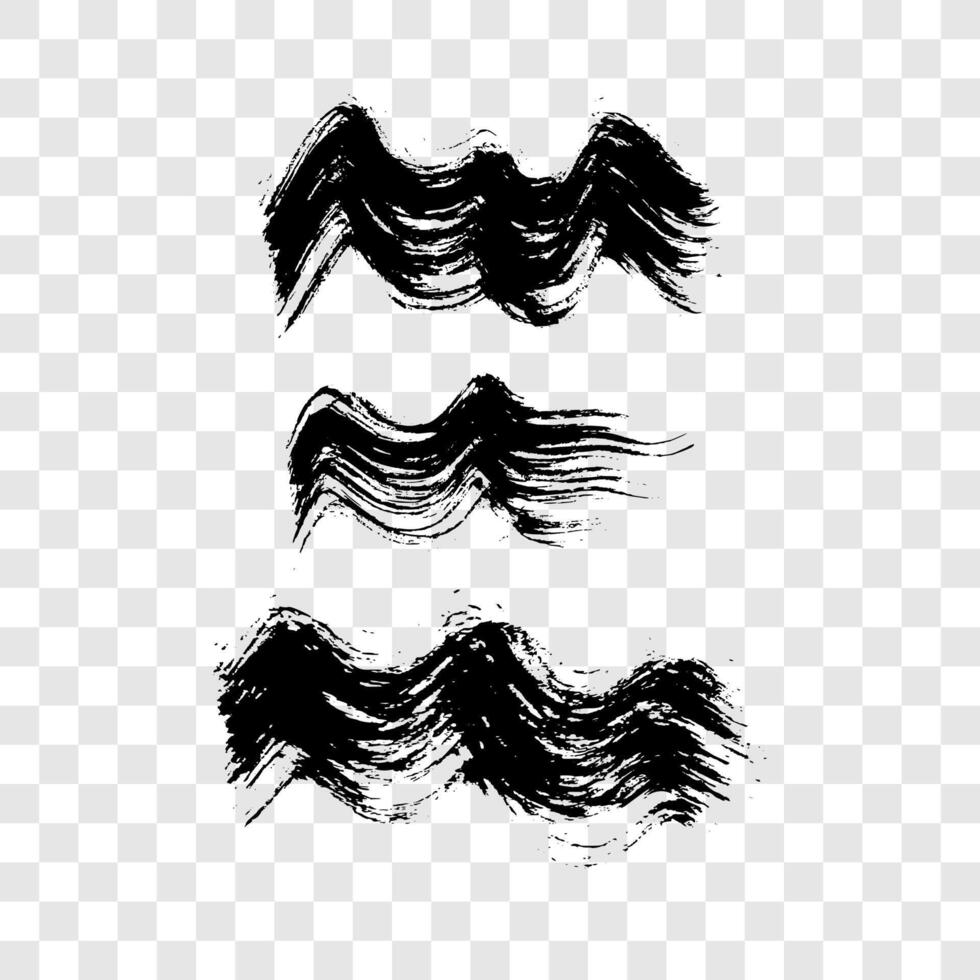 Black wavy grunge brush strokes vector