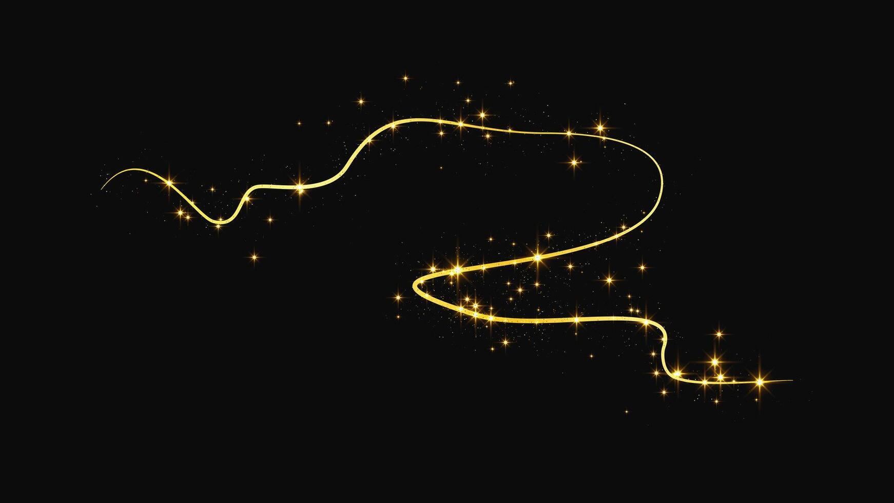 Gold glittering confetti wave and stardust vector