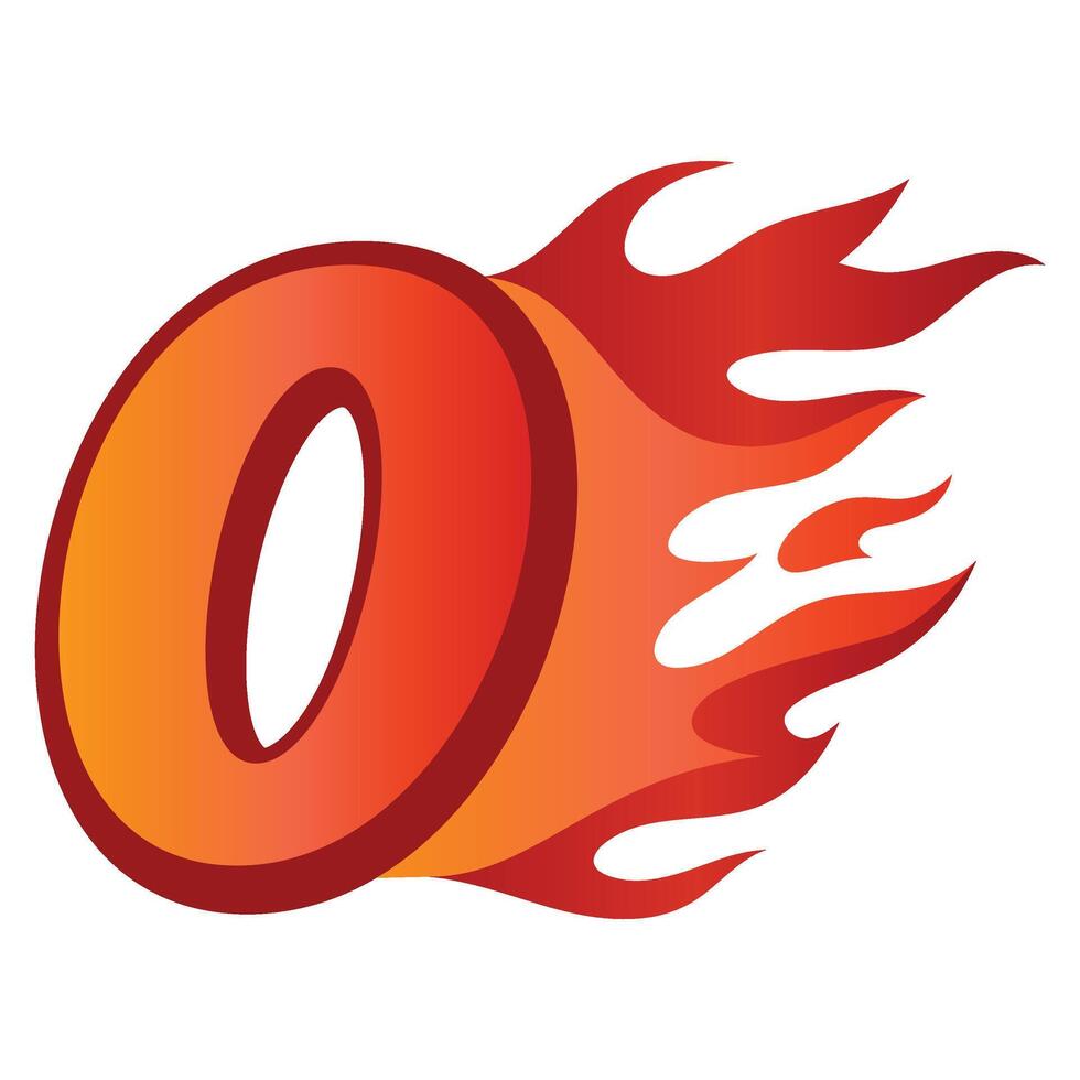 3D Gradient Number With Fire vector