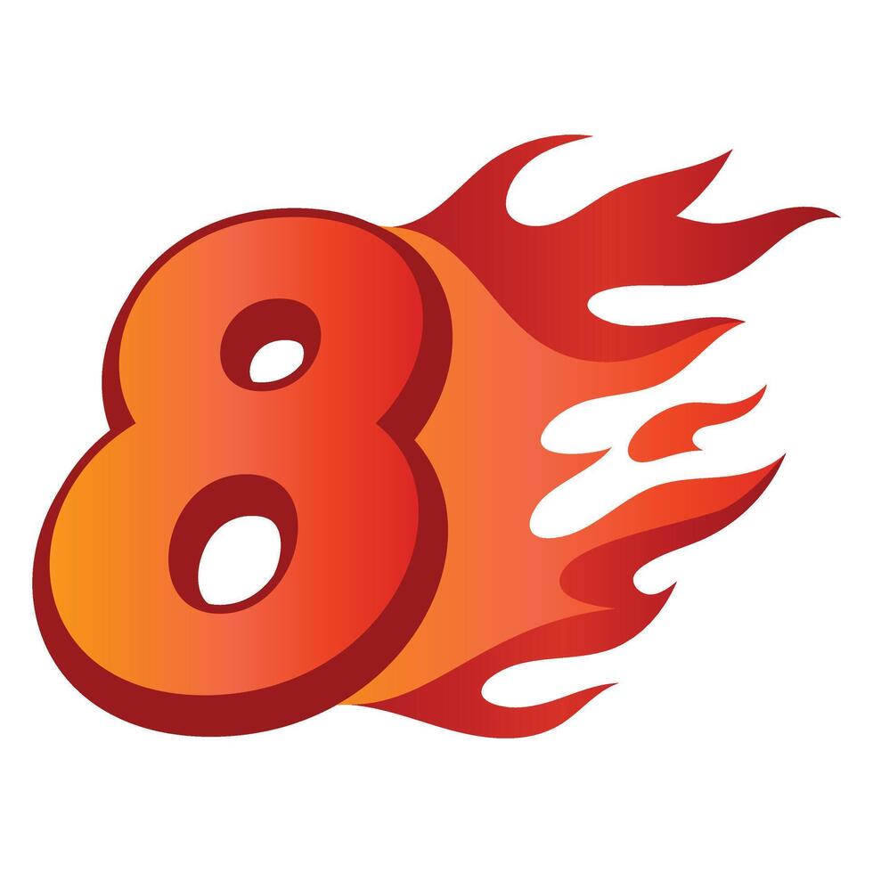 3D Gradient Number With Fire vector