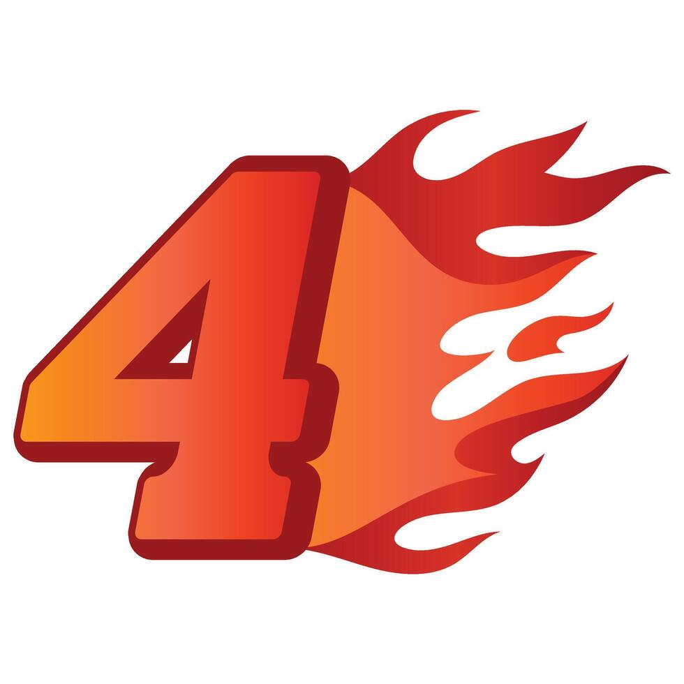 3D Gradient Number With Fire vector