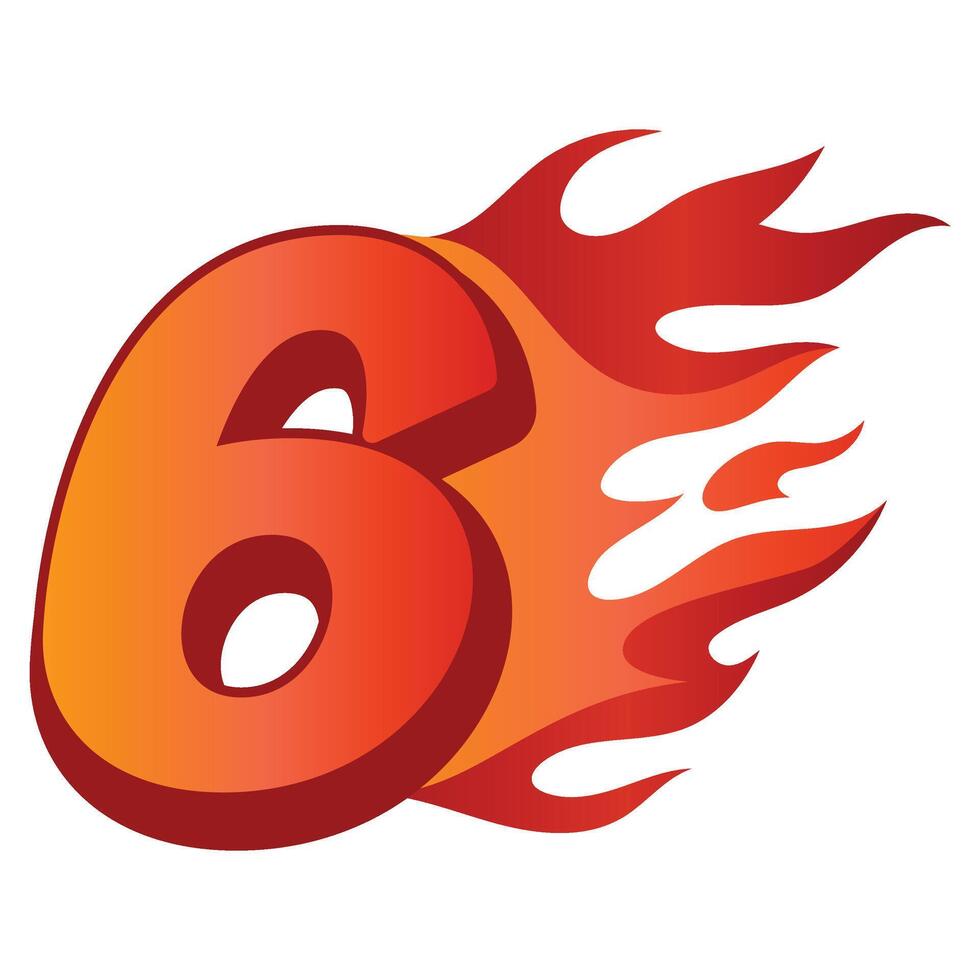 3D Gradient Number With Fire vector