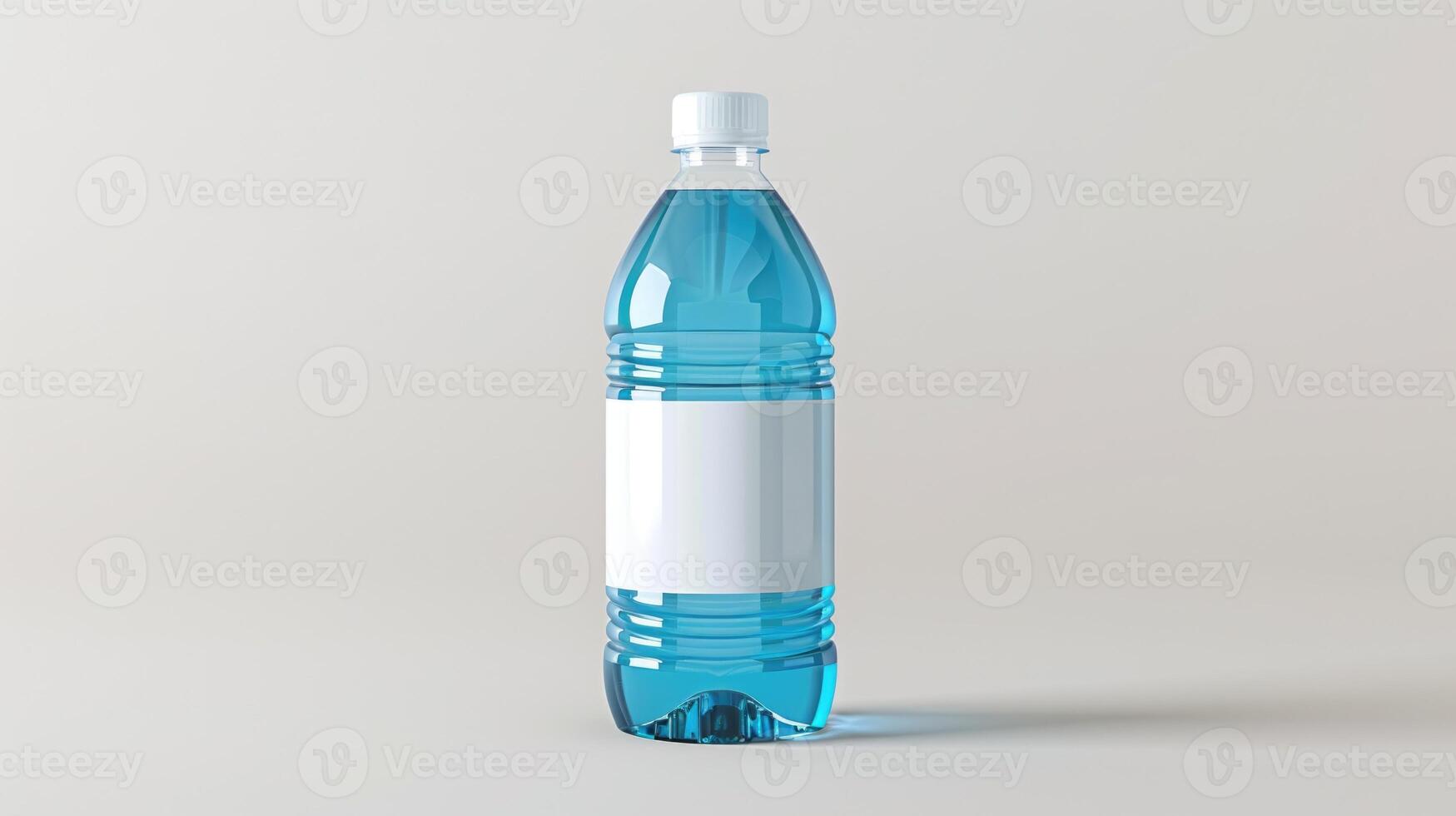 Soda water bottle with blank label. Isolated on white photo
