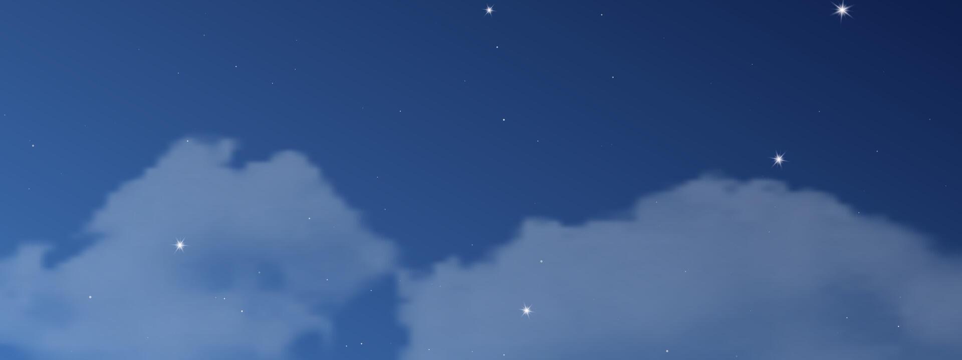 noche cielo con nubes y muchos estrellas vector