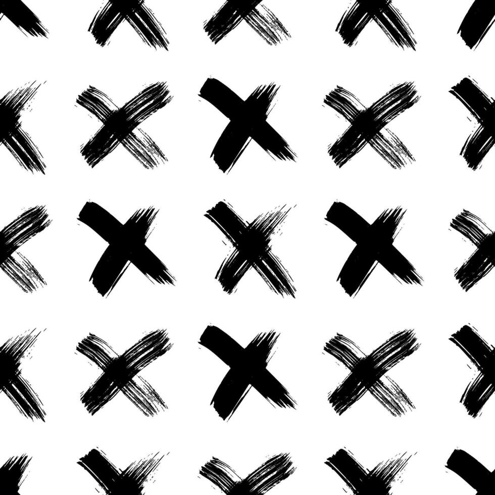 Seamless pattern with hand drawn cross symbols vector
