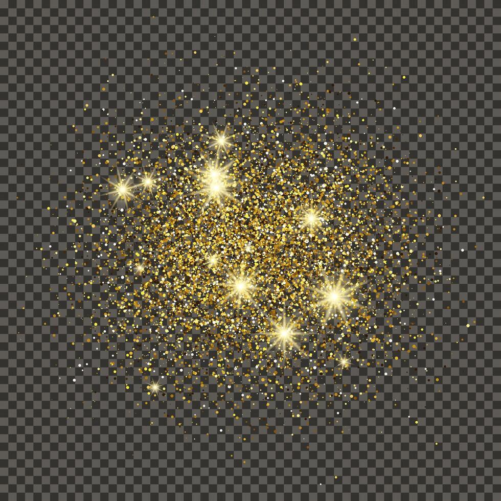 oro reluciente polvo en un gris antecedentes. polvo con oro Brillantina efecto y vacío espacio para tu texto. ilustración vector