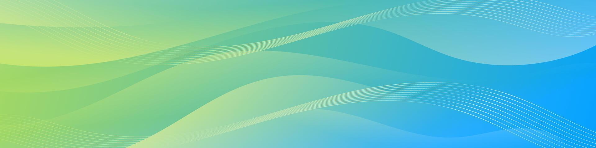 Captivate attention with this abstract banner featuring gradient waves in shades of light green to blue, perfect for creating eye-catching headers, promotional banners, and graphic elements vector