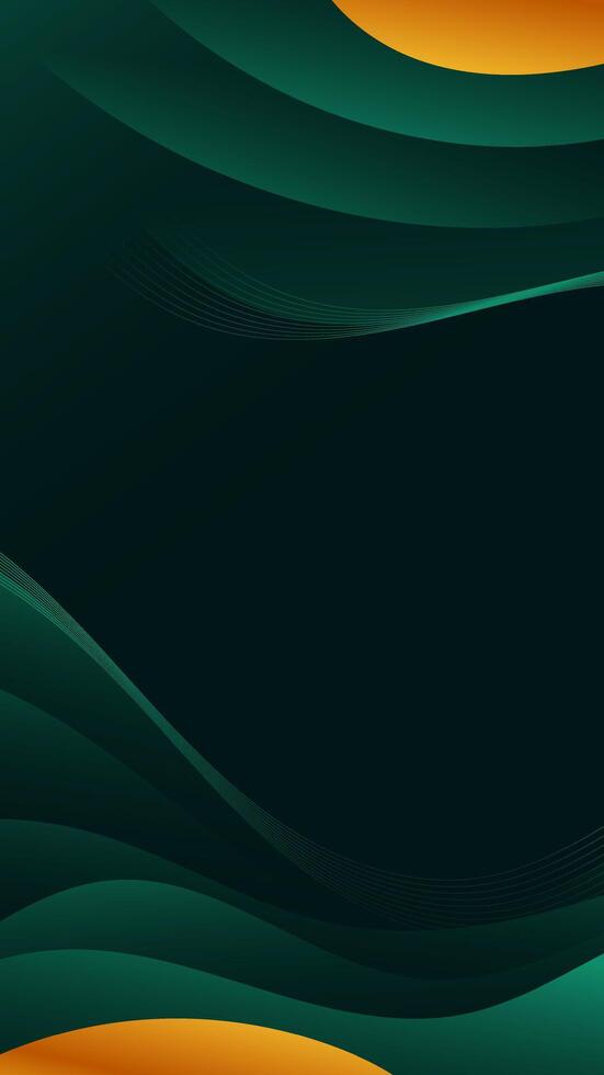 Modern dark green orange vertical background. fluid wavy patterns. Suitable for web, flyers, posters, social media vector