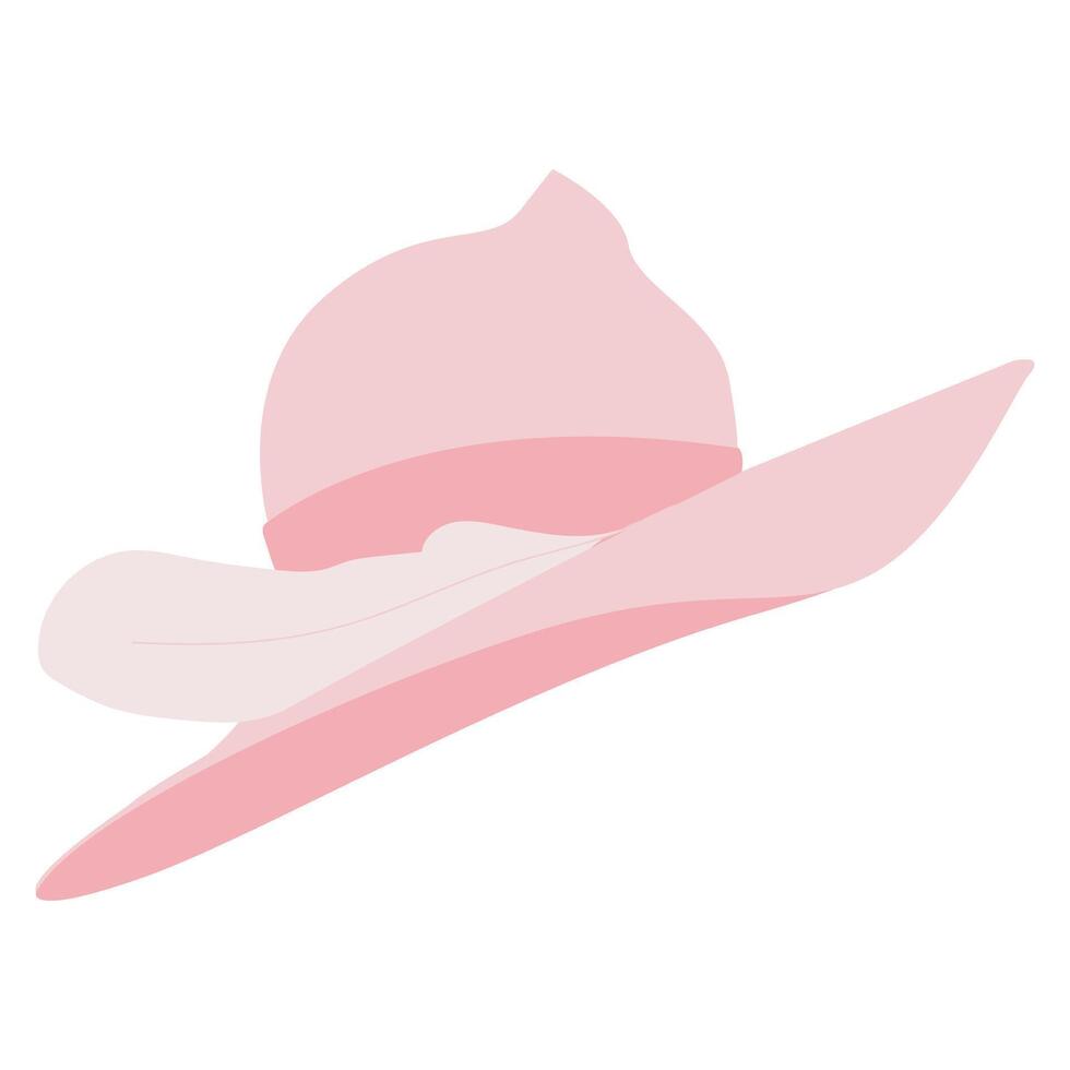 elegant summer pink sunhat with feather vector