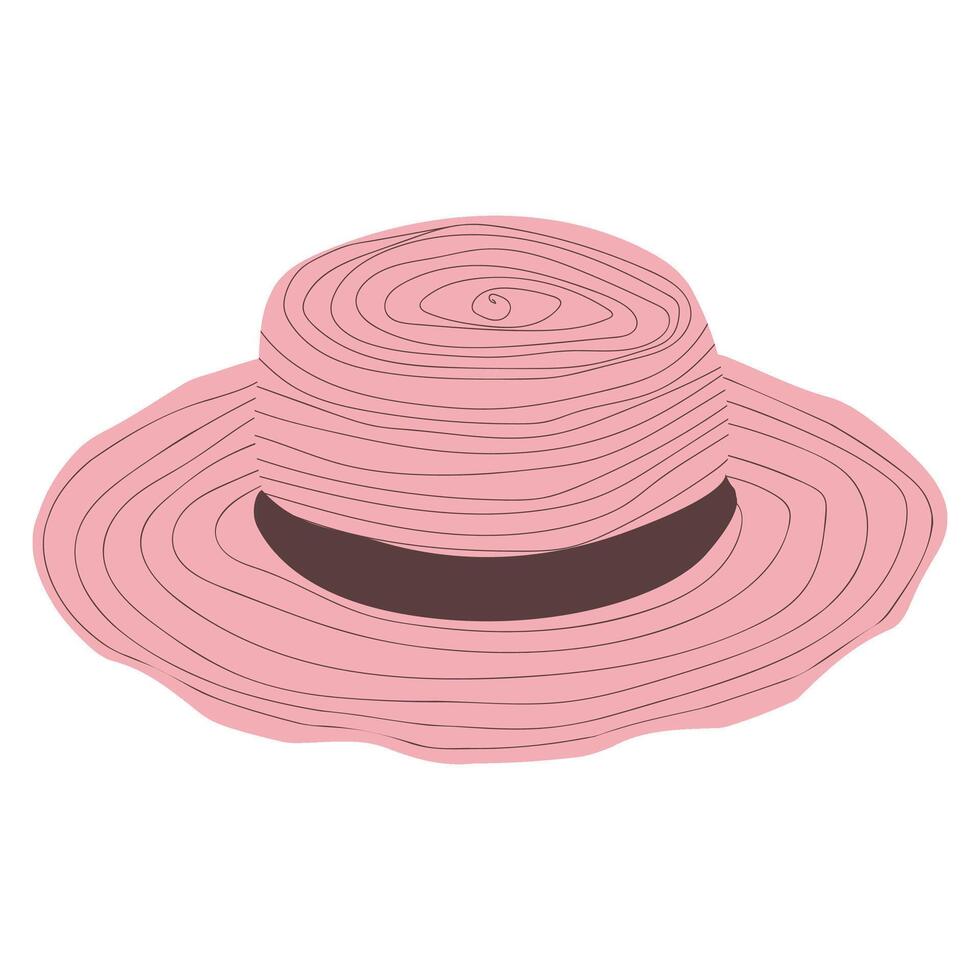 Pink beach hat with ribbon vector