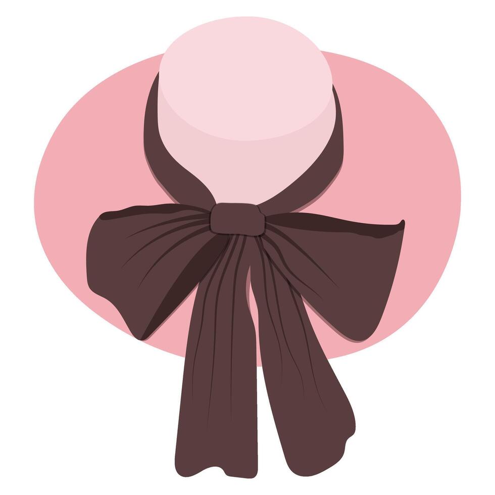 Elegant summer pink hat with a large bow. Back view vector