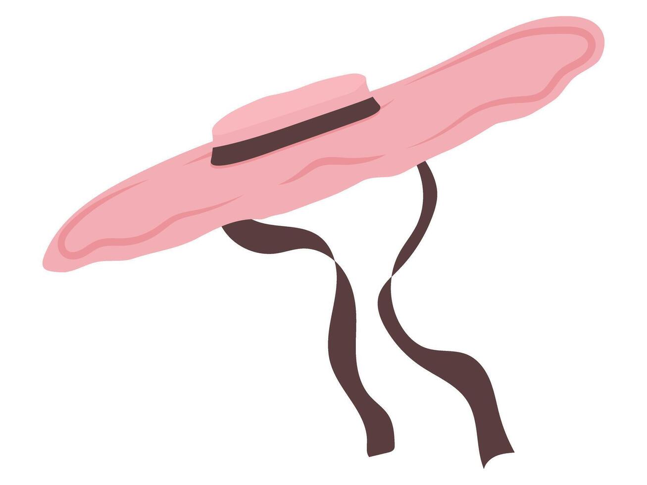 romantic vintage wide beach summer pink sun hat with ribbon vector