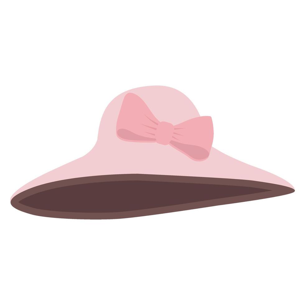 elegant summer pink sun hat with bow vector