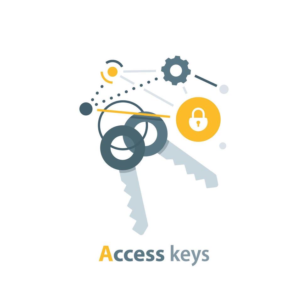 Access keys,Success secret key discovery,leadership key success concept vector