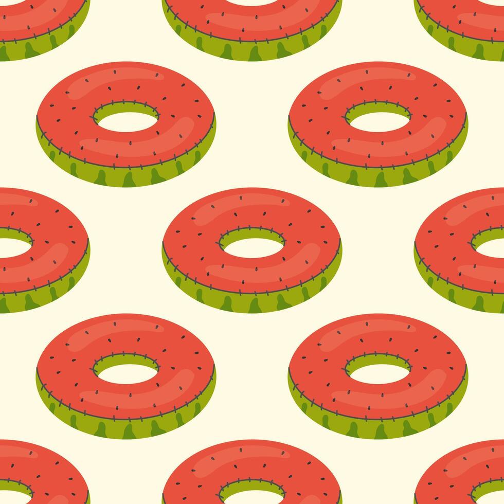 seamless pattern, swim lap in the shape of fruit watermelon baby swim inflatable vector