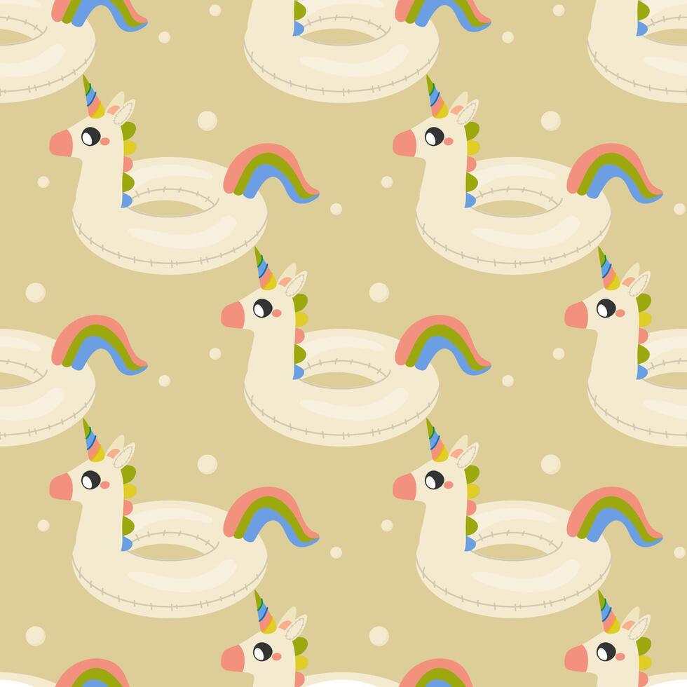 seamless pattern, unicorn shaped unicorn baby inflatable swim lap vector