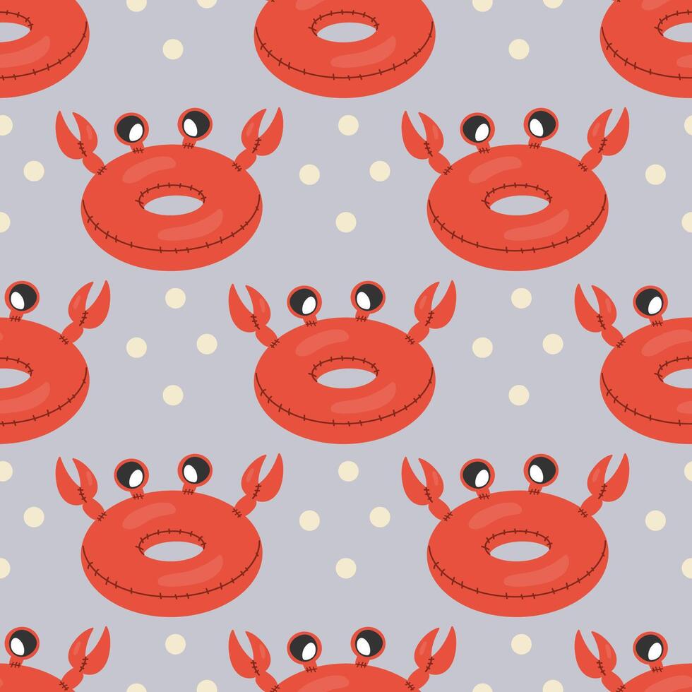 seamless pattern, crab shaped swim lap, children's inflatable vector