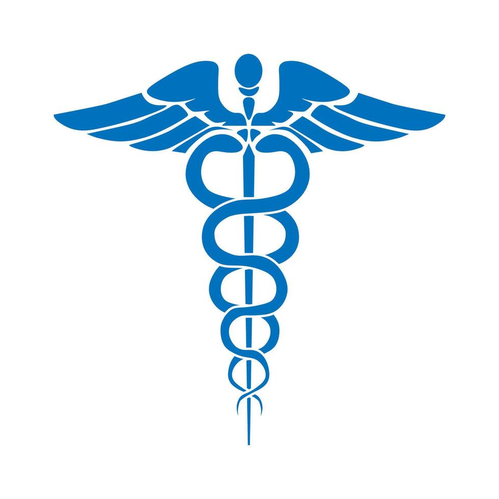 Veterinary caduceus symbol icon. Snake and stick with wings. Veterinary medicine logo. Isolated on white background. illustration. vector