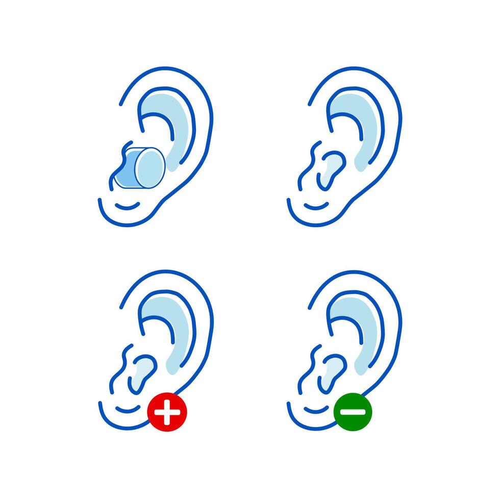 Ear hearing aid deaf problem icon set. illustration vector