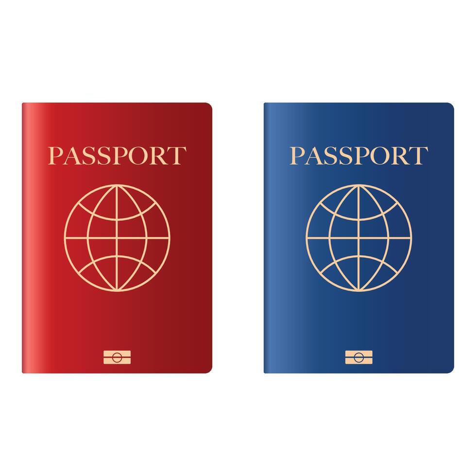 modelo de un exterior pasaporte cubrir. rojo y azul. ilustración vector