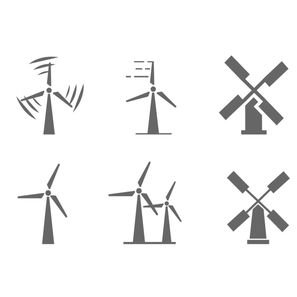 Wind turbines silhouettes. Windmill icons. itsons wind generator. Itons wind energy. illustration vector