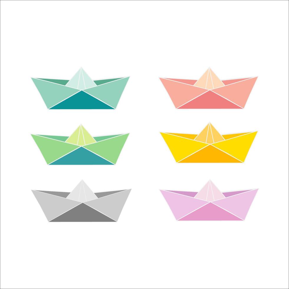 paper ships color illustrations white background. Colored corbaliks vector