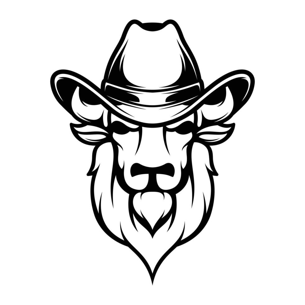 Buffalo Cowboy Outline Version vector