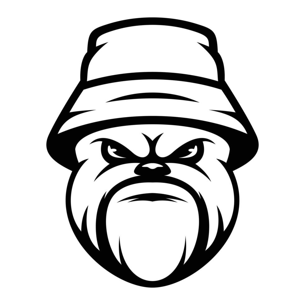 Bulldog Bucket Hat Outline Version vector