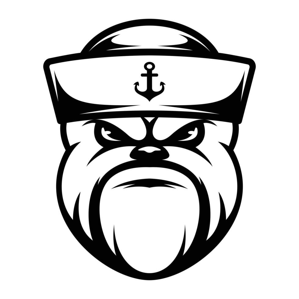 Bulldog Sailor Outline Version vector