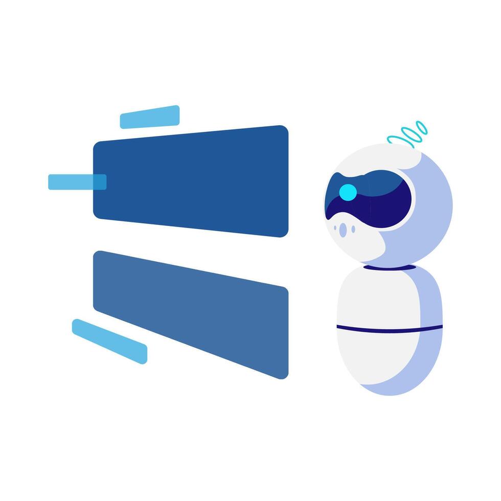Robot on white. Chatbot icon. Not say hi on screen. Customer support service chatbot. Flat illustration vector