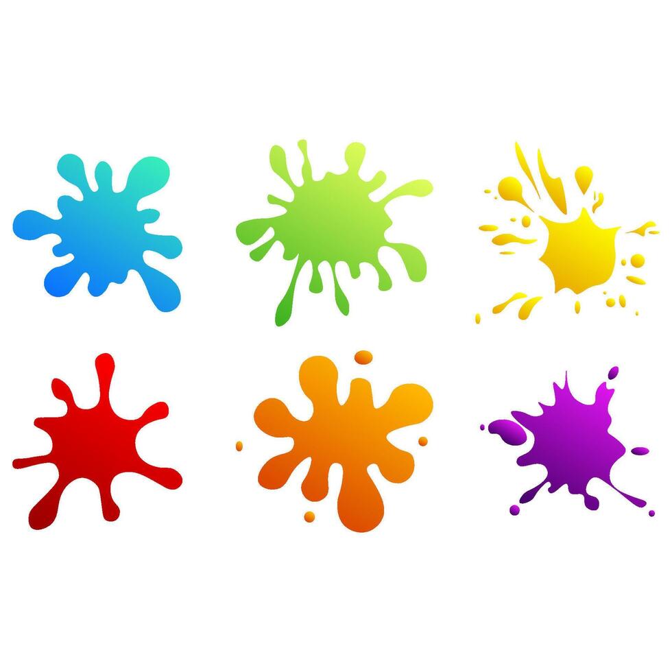 set of colored blots on the white background vector