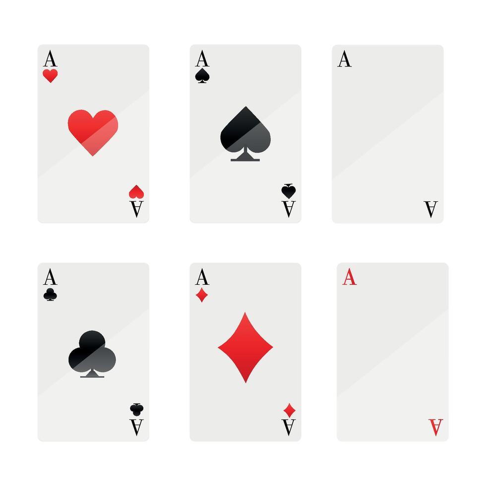 alto calidad ilustración de el cuatro póker jugando tarjetas trajes símbolos - espadas corazones diamantes y clubs íconos aislado en blanco antecedentes vector