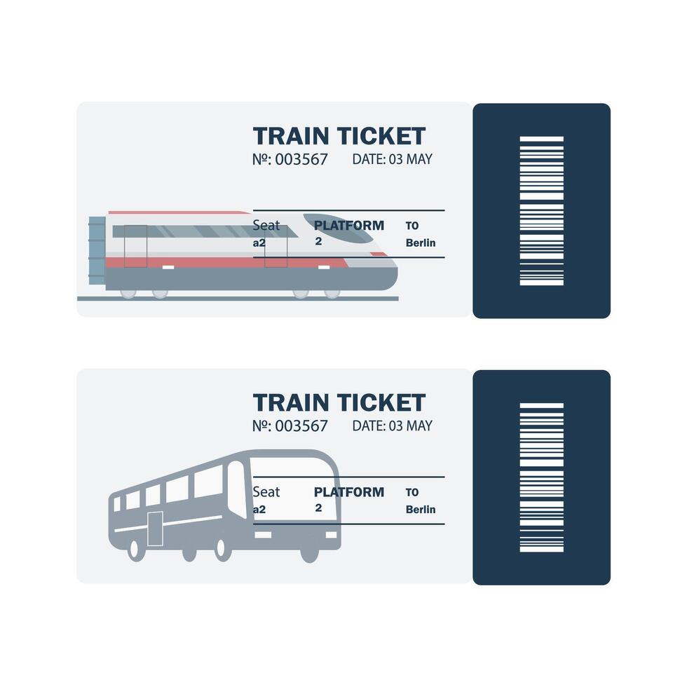 Train, bus tickets - illustration vector