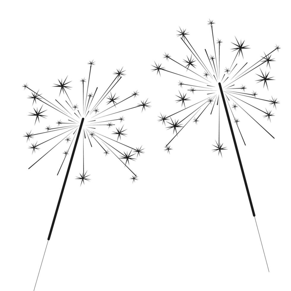 Bengal or indian light sparkler, Bengal fire firework isolated on white. Salute element for celebration of holidays and parties, weddings and birthdays. Bright sparks used for entertainment purposes. vector