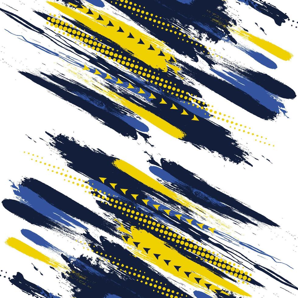 Blue and Yellow Brush Background with Halftone Effect Isolated on White Background. Sport Background with Grunge Style. Scratch and Texture Elements For Design vector