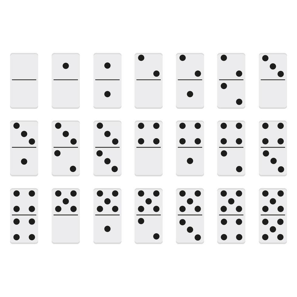 dominoes full set isolated on white background. Artistic design of dominoes. illustration vector