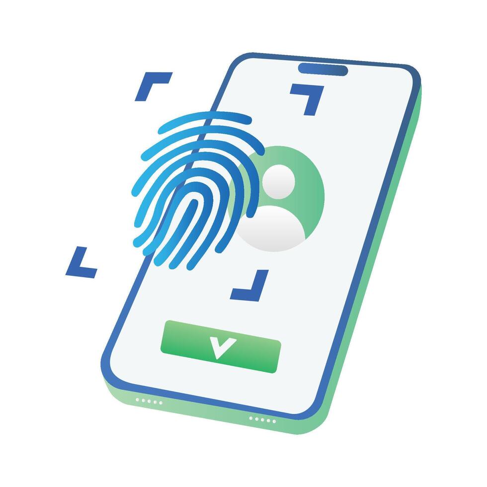 Touch ID and Face ID on mobile device icon. illustration vector