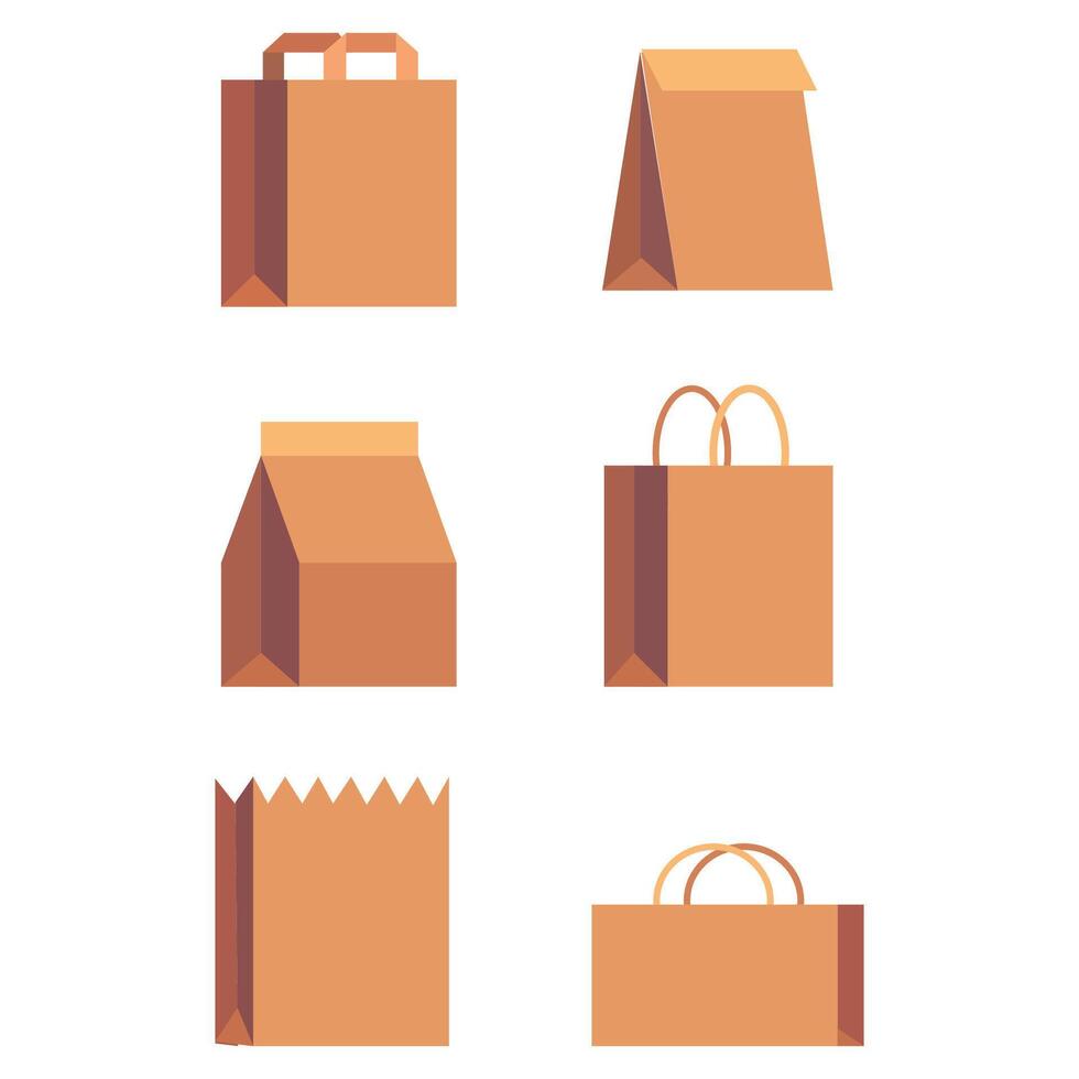 paper bags set. Isolated on white background. illustration vector