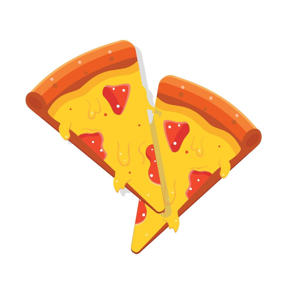 Pizza slice on white background. icon vector