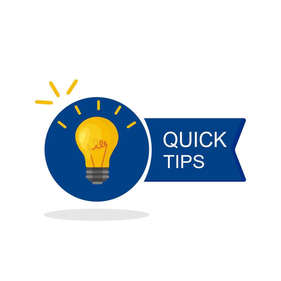 blue tooltip with quick tips text. the concept of a message or label as new knowledge and learning practice. illustration vector