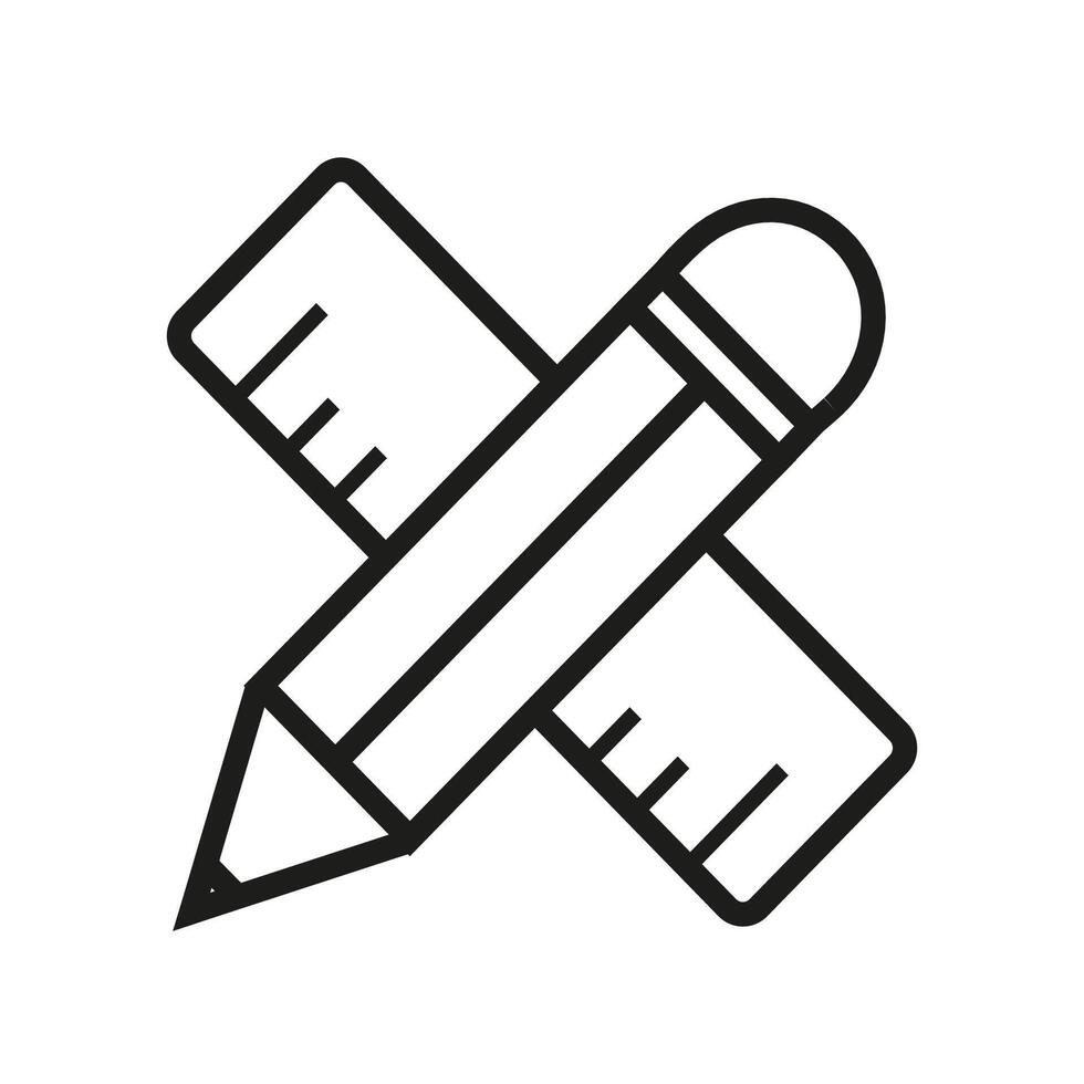 Pencil and ruler icon. illustration vector