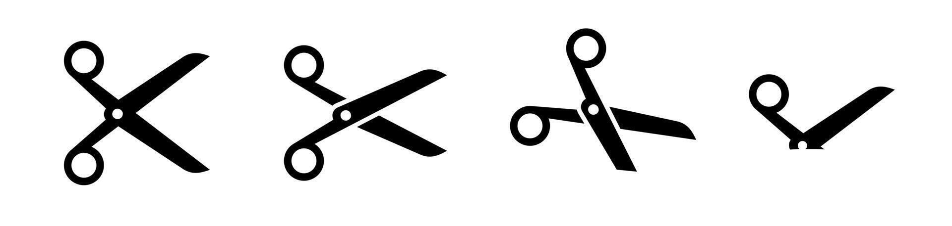 Scissors Collection Black color flat style vector