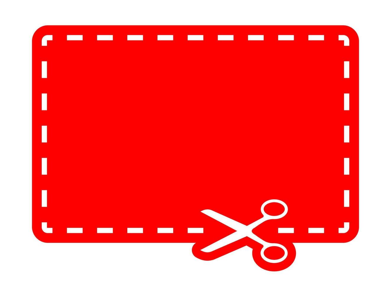 Bright red rectangular sticker outlined vector