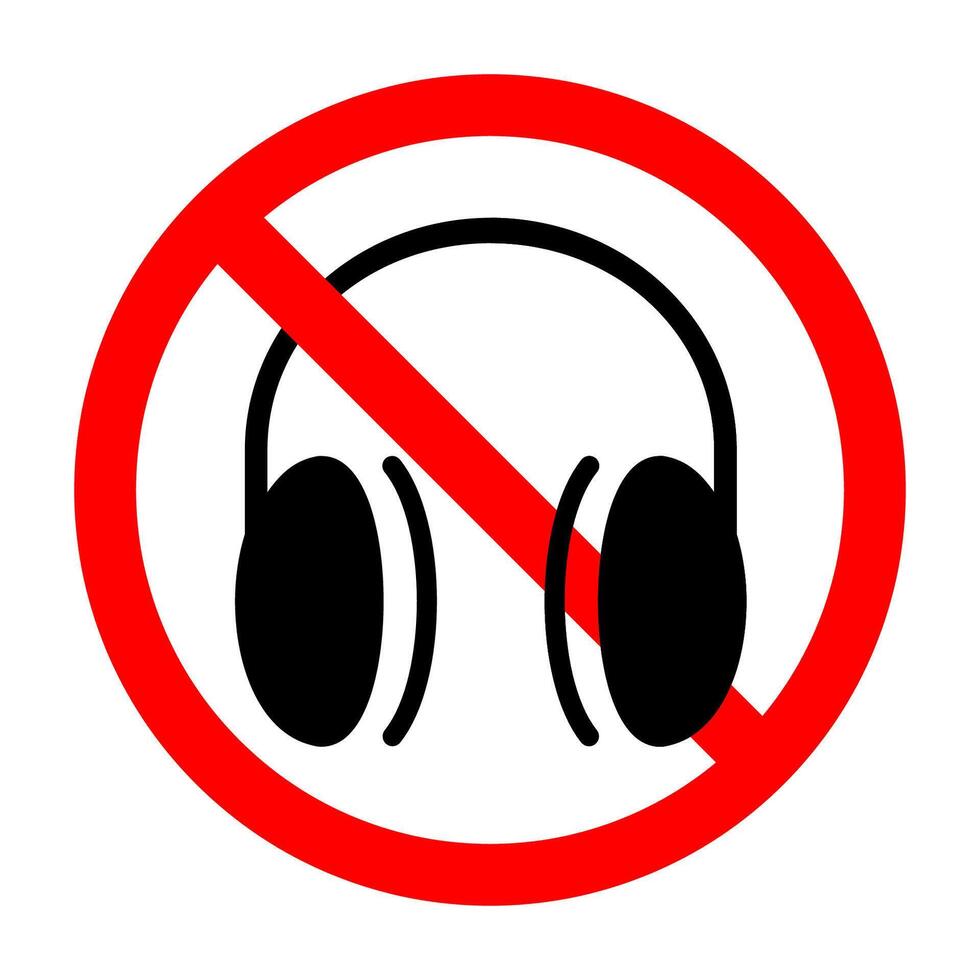 Headphones prohibition sign isolated vector